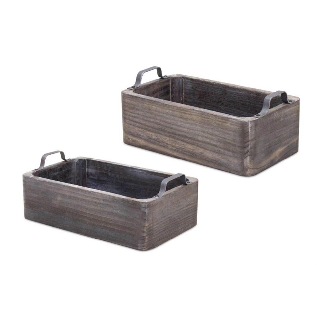 Melrose Tray (Set Of 2) 13"L X 7.5"W X 4.75"H, 14.5"L X 9"W X 5.5"H Wood, Steel